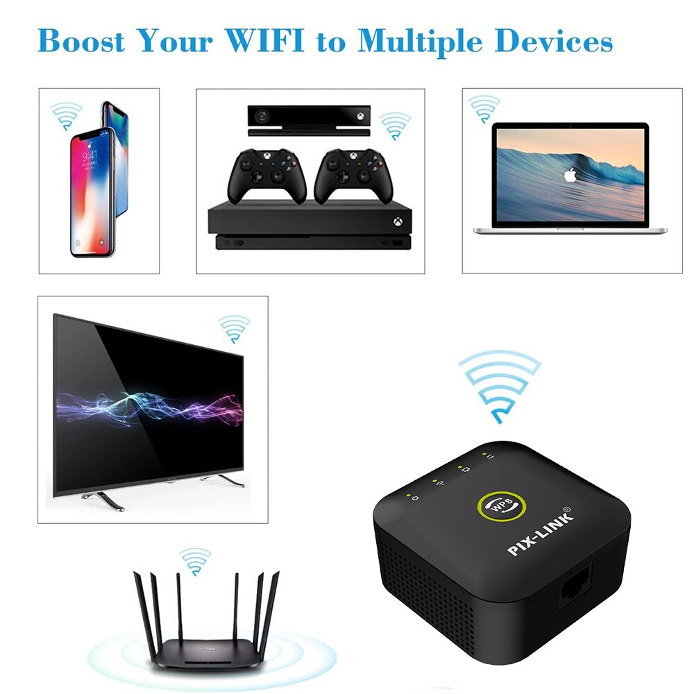 Wifi Range Extender 300Mbps Wireless Router Repeater Super Signal Booster 2.4GHz Amplifier Access Point Mode WPS LAN Port WR23
