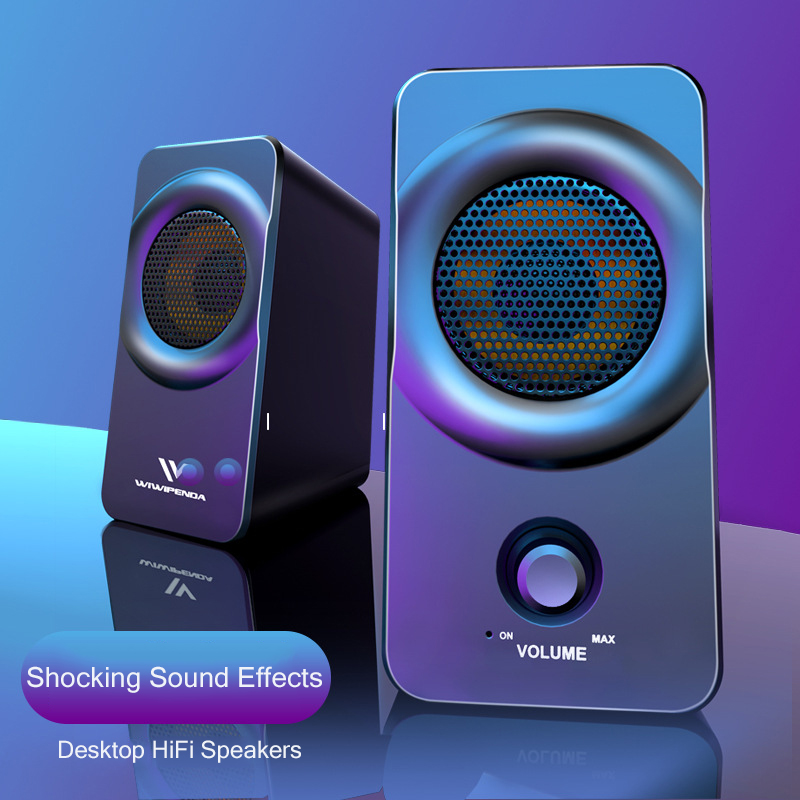 10W USB+AUX Wired Computer Speakers High Power Bass Reinforcement Subwoofer for Laptop Desktop Phone Loudspeaker