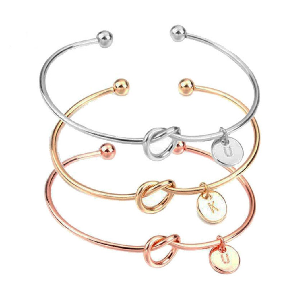 Bracelets Bangles Zinc Alloy Minimal Metal Knotted Bracelet Letter Open Bracelet Jewelry Accessories Christmas Jewelry