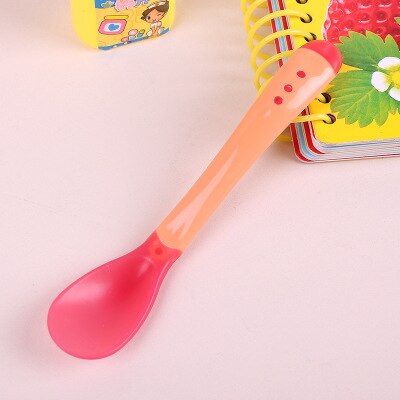 3 Kleuren Baby Lepels Temperatuur Sensing Lepel Voor Kinderen Babyvoeding Siliconen Lepel Peuter Gebruiksvoorwerpen Baby Gadgets: 1pcs Pink Spoon