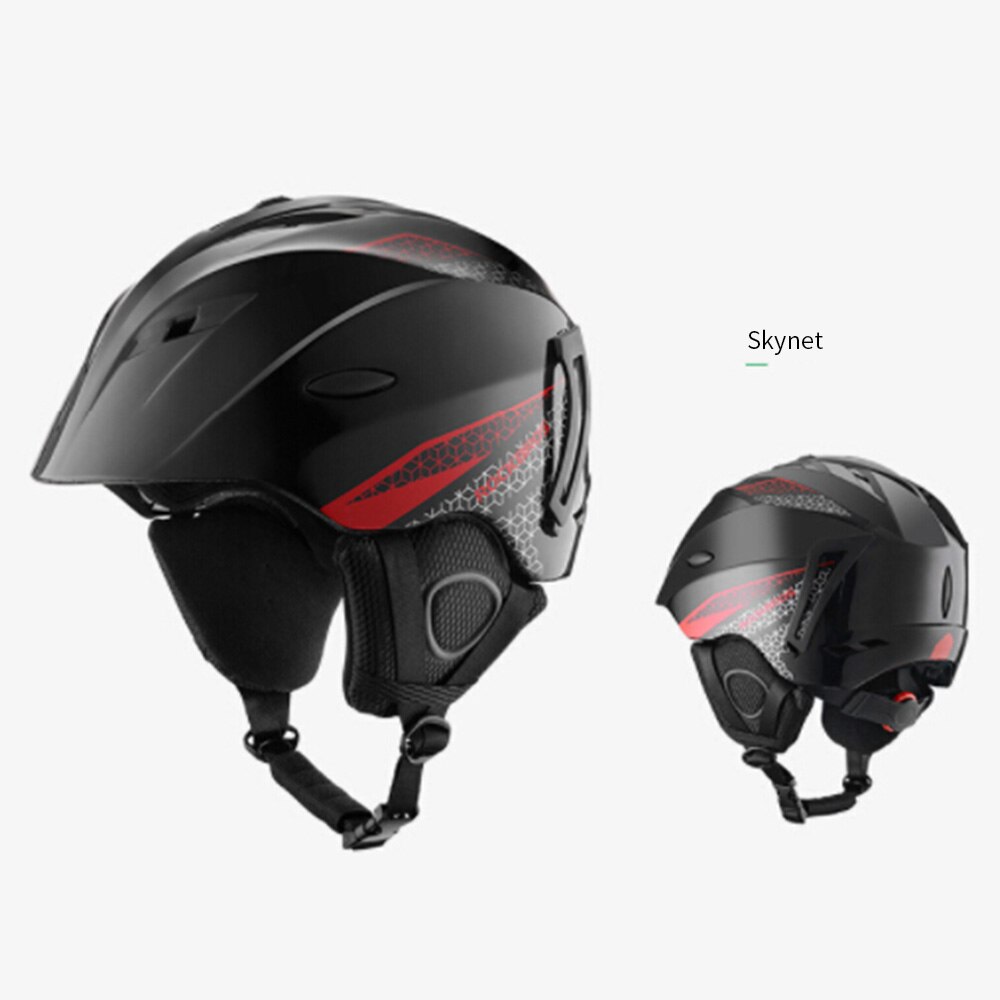 ROCKBROS Integrated Mold Ski Helmet Winter Warm Ultra Light Breathable Bike Helmet Riding Skiing Helmet Sports Safety Equipment: Black Red / L(58-61CM)