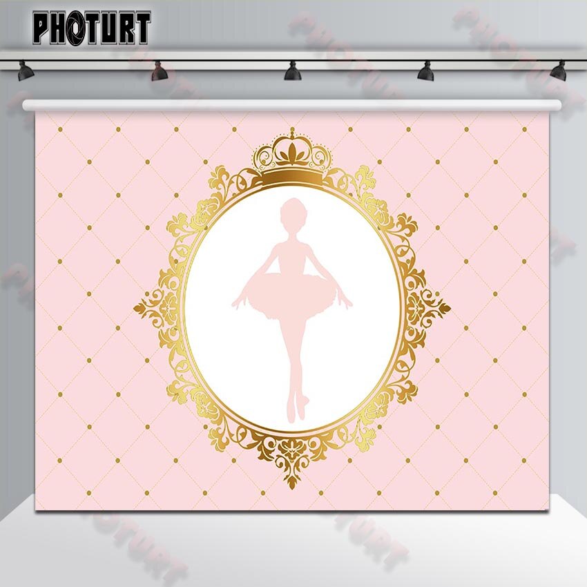 Ballerina Girls Party Floral Round Backdrop Cover