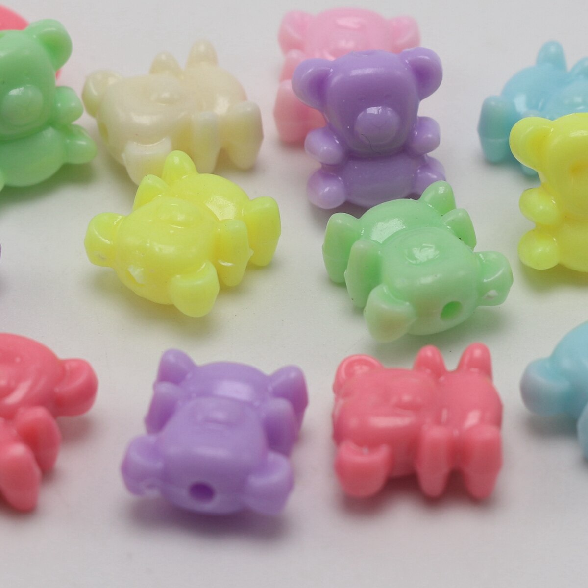 100 Mixed Pastel Color Acrylic Beads Charm Various Shape Flower Heart Kids Craft: Bear 12MM