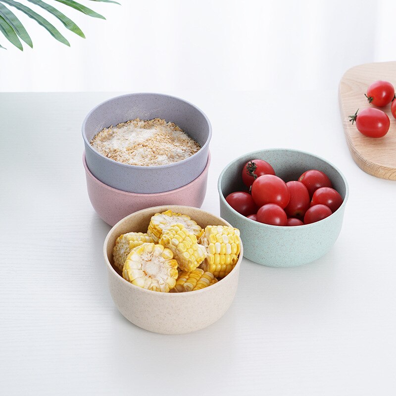 Eco-friendly Wheat Straw Children Rice Noodle Salad Bowl Household Tableware Plate Snacks Dish Eco-friendly Kitchen Tableware