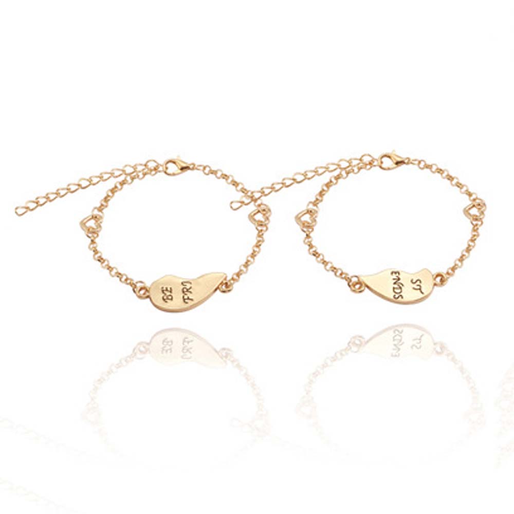 Charm 2 stks/paar Beste Vrienden Armbanden Goud Zilver Kleur Puzzel Hart Armbanden Vriendschap Sieraden Voor Vrouwen Meisjes Accessoire: Best Friends gold