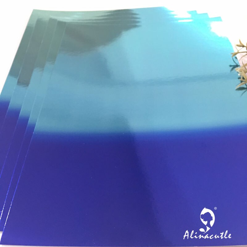 5pc Cardstock Paper Card Stock Mirror blue color A4 250gsm Scrapbooking paper pack craft pad Alinacraft