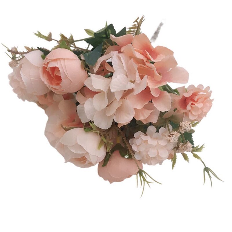 7 gren mini roser buket silke kunstige blomster familieindretning bryllupsdekorationer til haven balcany fest bryllup: Champagne