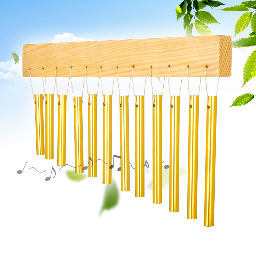 12-bar Wind Chime Aluminum Tube & Solid Wood Material Percussion Instrument for Music Educaition Tool with Mallet