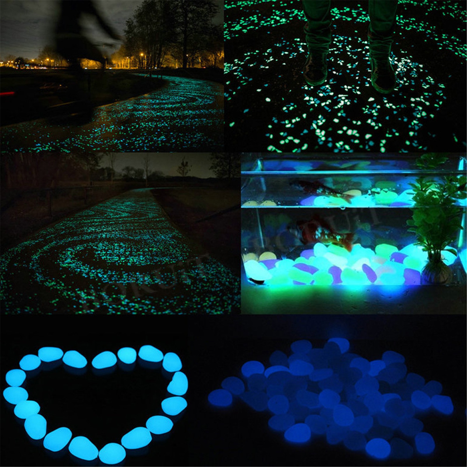 10pcs Glow in the Dark Garden Pebbles Glow Stones Rocks for Walkways Garden Path Patio Lawn Garden Yard Decor Luminous Stones