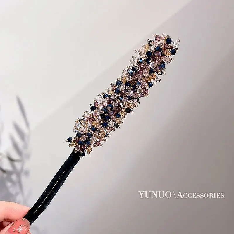 Donut de cristal Floral Updo para mujer, palo de pelo fácil de hacer moños, placa de bricolaje, diadema flexible, accesorios para el cabello,: Amarillo claro