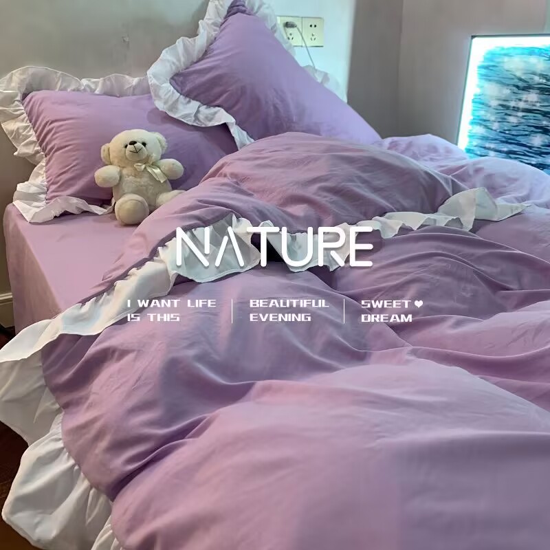 eins Prinzessin Stil Bettwäsche-setzt Rüschen Spitze Bogen Bett bezug romantische Bettwäsche Dekor Frau Mädchen Schlafzimmer Bett bezug 4 stücke: 180x220cm / Grün