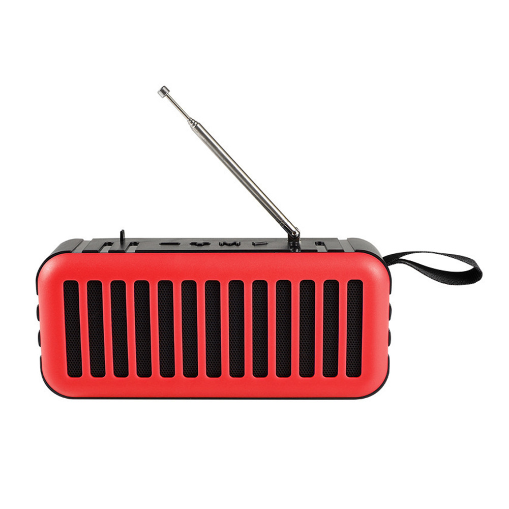 Outdoor Solar Powered Wireless Speaker Bluetooth-compatible Portable Wireless Stereo Loudspeaker FM Radio LED Flashlight: Red