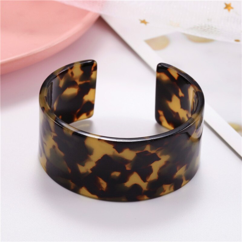 Schildpad acryl ronde opening c-vormige armband overdreven retro persoonlijkheid accessoire armband vrouwen