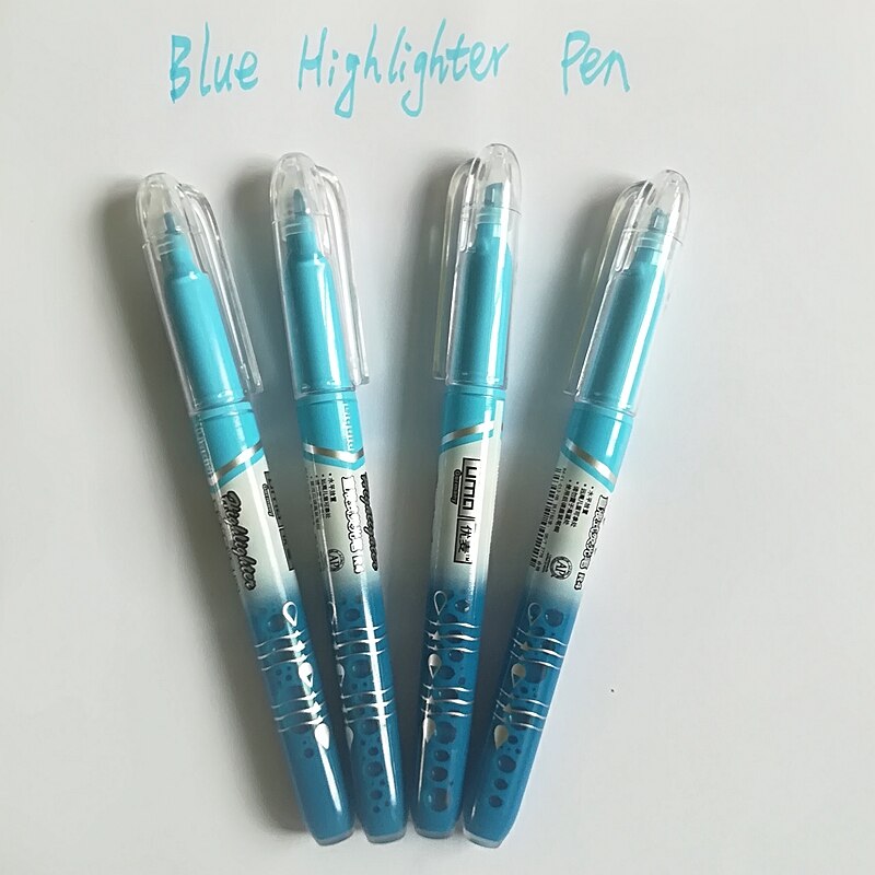 Stationery 4Pcs/set Highlighters Refillable Pastel Highlighter Pen Fluorescence Markers For Journaling School Office Supplies: 4 pcs Blue