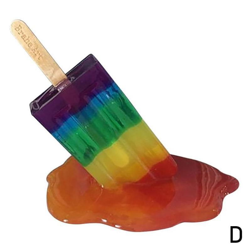 Is smältande istappar skulptur dekoration miniatyr harts hantverk popsicles glass tillbehör heminredning: D