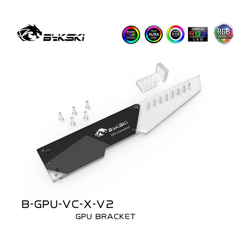 Bykski Video Card Holder, GPU Bracket 5V 3Pin 254mm, Support ASUS/GIGABYTE/MSI/AsRock AURA SYNC, B-GPU-VC-X-V2: Default Title