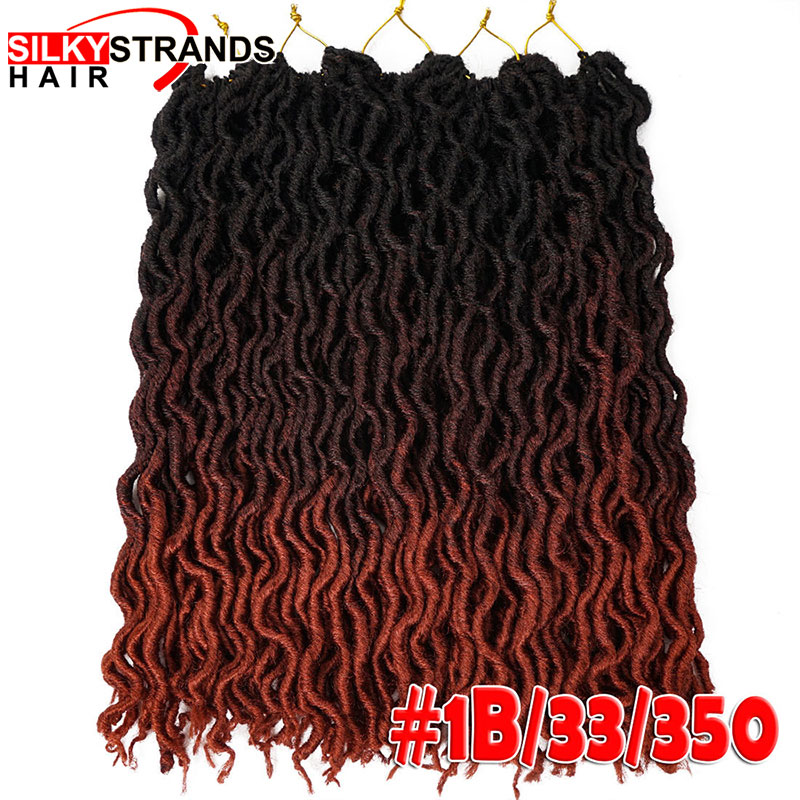 24 Strands Ombre Curly Faux Locs Crochet Hair Synthetic Kanekalon Dread Locs 20 Inch Senegalese Twist Hair Extensions for Women: #350 / 1Pcs/Lot
