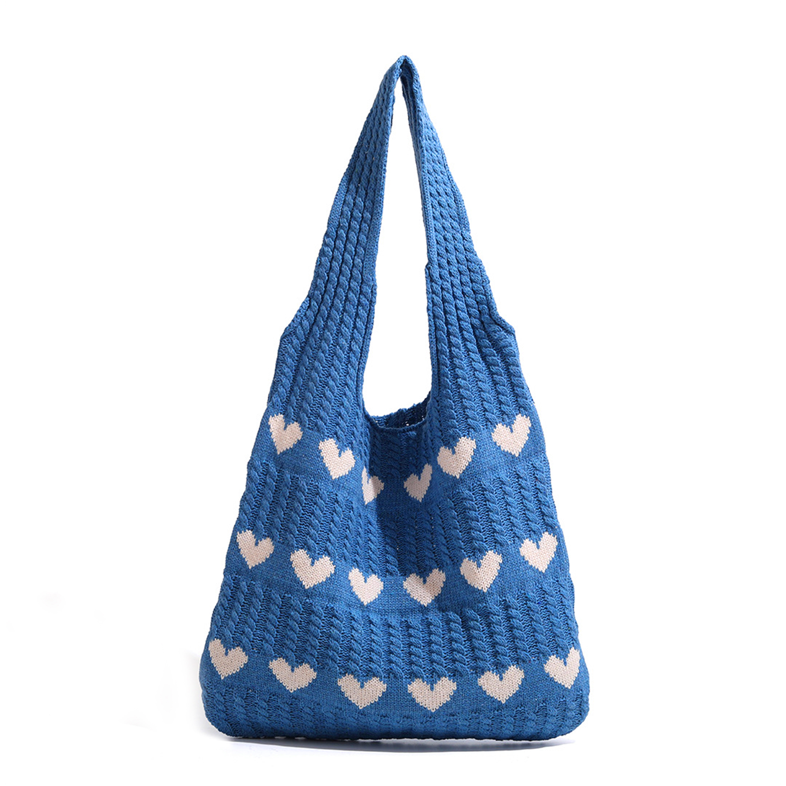 Casual gebreide handtassen Vrouwelijke grote capaciteit bakken Damesschoudertas Herfst Winter Tas Portemonnees Casual boodschappakket: Clear