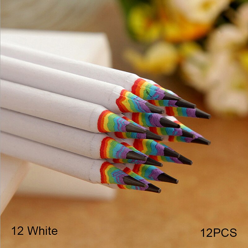 12 Pcs Rainbow Pencil Set for Drawing Sketch Painting Student School Art: White