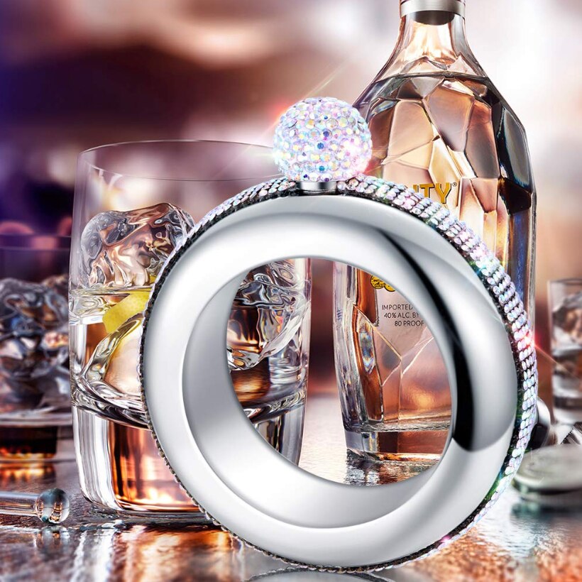 Bracelet Bangle Flask 304 Stainless Steel with Handmade Crystal Bracelet jug Women Men Party Flask Hidden Liquor Flask 3.5oz D25