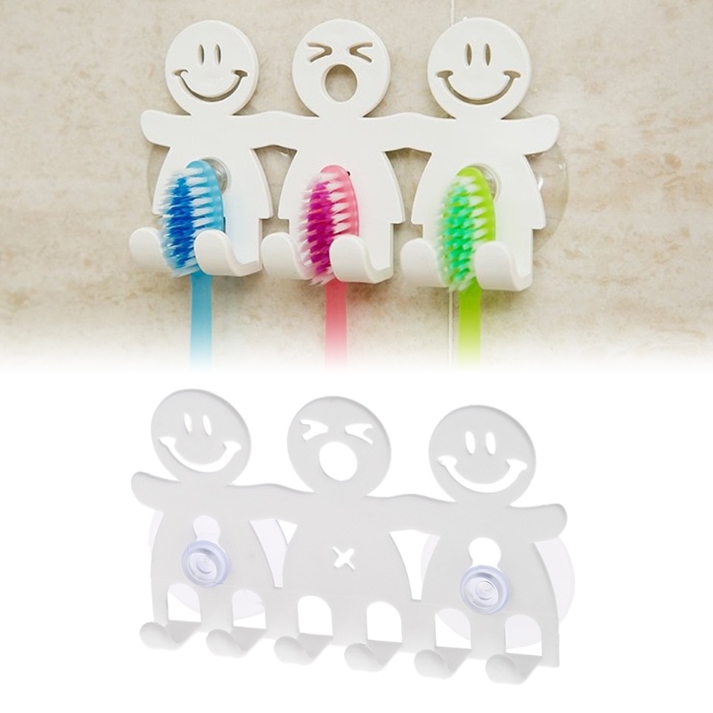 Soporte para cepillo de dientes, ventosa montada en la pared, 5 posiciones, bonitos juegos de baño con sonrisa de dibujos animados, accesorios de baño, 1 ud.