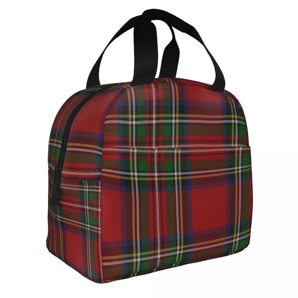 Royal Tartan Plaid Lunch Bag Waterproof Insulated Canvas Cooler Bag Thermal Cold Food Picnic Travel Tote for Women Children