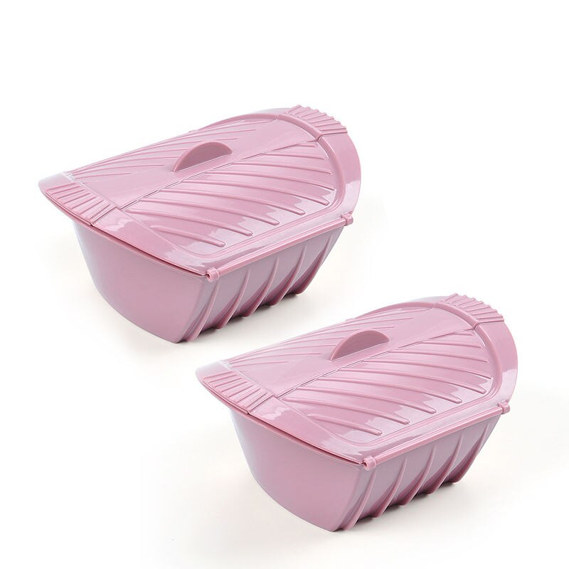 Kitchen Food Silicone Silicone Steamed Crab Rice Fish Bowl Steamer Microwave Oven Silicone Steamer with Lid: 2pcs-small