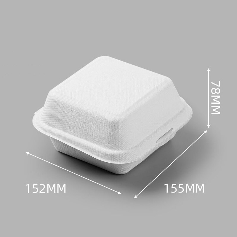 20/50Pcs Disposable Food Containers for Restaurants Microwavable Biodegradable Natural Bagasse Take Away Food Box Packaging: White Square / 50pcs