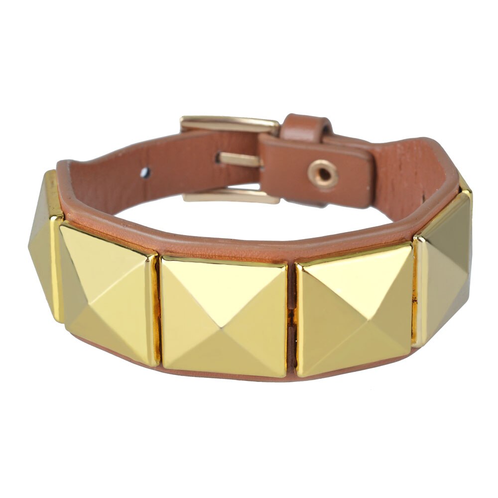 Kirykle Gold nieten Punk pyramiden-Armbinde aus kunstleder mit nieten für damen