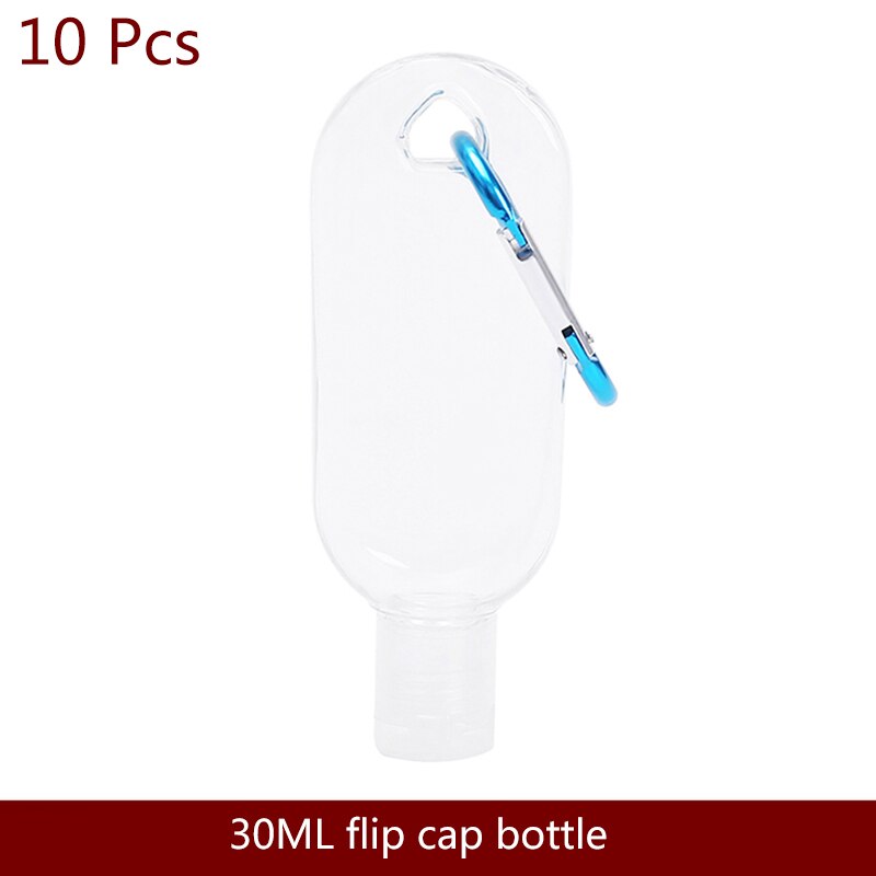 50ml Empty Hand Sanitizer Travel Hook Keychain Carriers Flip Cap Reusable Portable Empty Bottles hook bottle PETG: 10pc30ml Peach heart