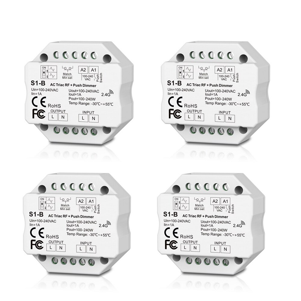 Mini Led Dimmer 110V 220 V 230V Ac Triac Led Dimeer 220 Volt Dimmer 2.4G 1-4Zone afstandsbediening Voor Lamp Licht Lamp S1-B: 4PCS S1-B