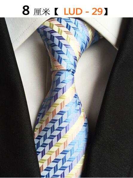 Ricnais – cravate en soie tissée Jacquard pour hommes, 8cm, rayée, costume d'affaires pour fête de mariage, tendance, 100%: 29
