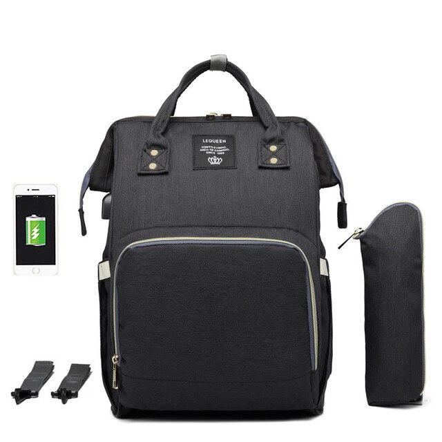 Diaper Bag Backpack Lequeen Large Baby Bag with Changing Pad Travel Back pack Built in USB Waterproof Maternity Bag: 7