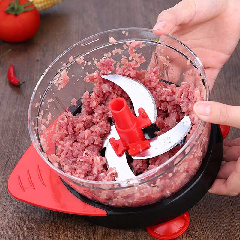 Kitchen Manual Food Processor Mixer Egg Blender Meat Grinder Vegetable Chopper Shredder Stainless Steel Blade Cutter