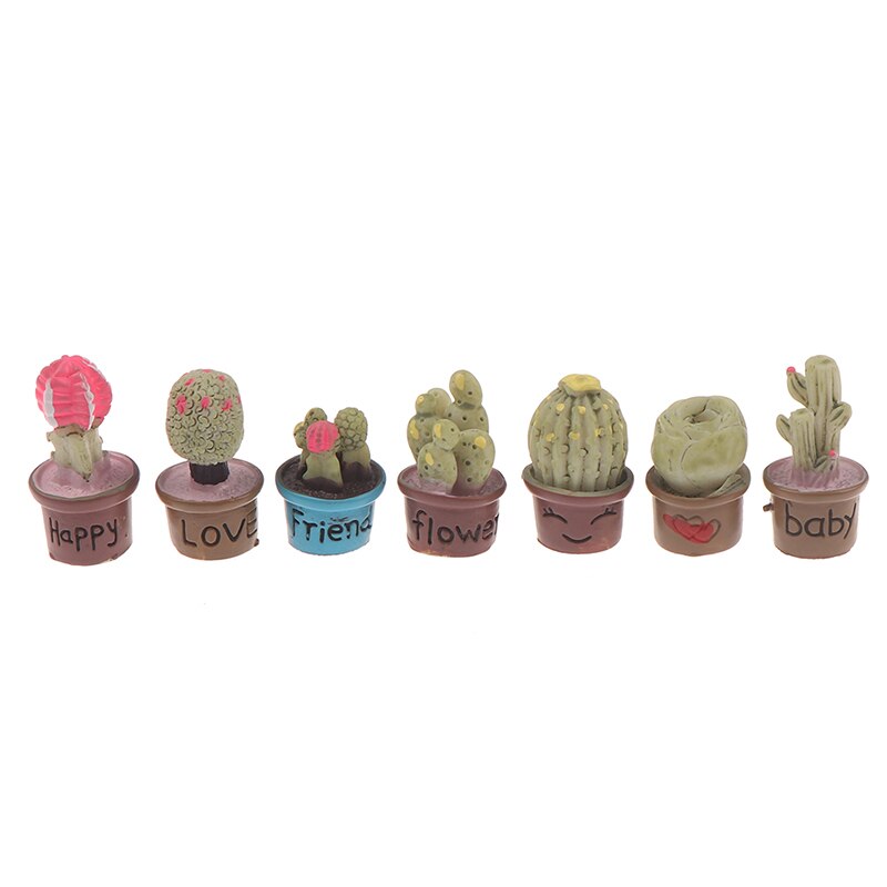 7Pcs 1:12 Poppenhuis Mini Vetplant Mini Boom Potplanten Voor Poppenhuis Decor