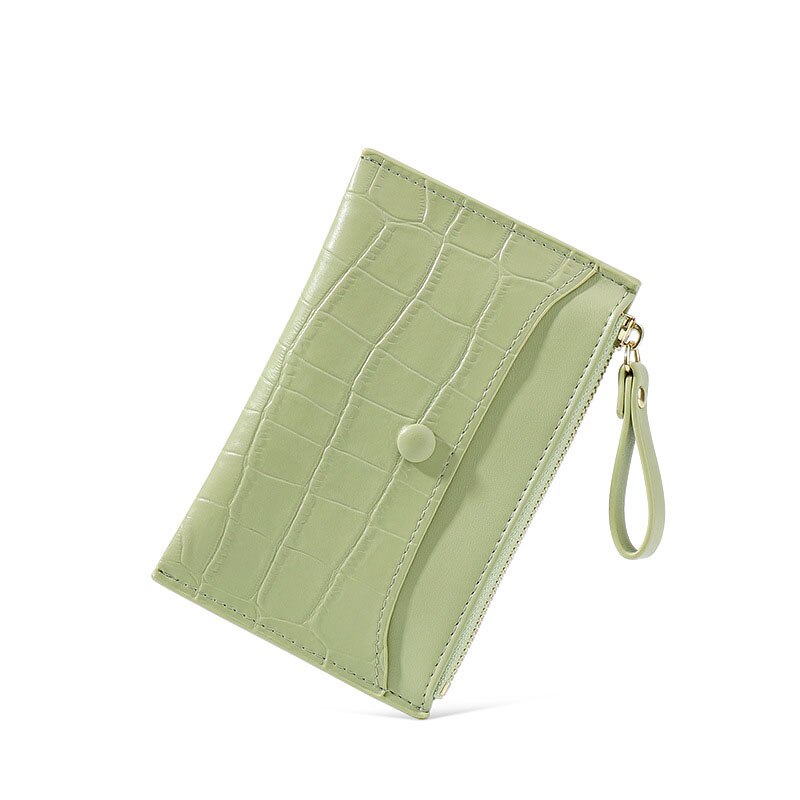 Steen Patroon Mini Vrouwen Kaarthouder Leuke Credit Id Card Houders Zipper Slim Wallet Case Pu Leather Change Coin portemonnee Meisje: Green