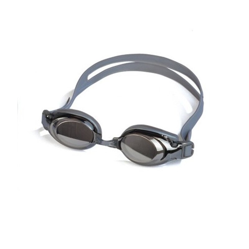 Justerbare briller galvanisering svømmebriller anti-dug uv beskytte voksne børn vandtæt silikone spejl svømmebriller: Elektroplade grå
