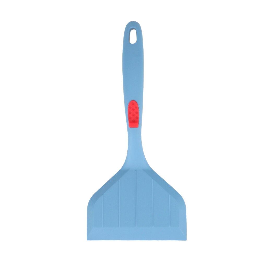 Kitchen Cooking Tool Pizza Shovel Frying Pan Food Lifters Cooking Utensils Non-stick Silicone Turner Beef Egg Scraper: Blue