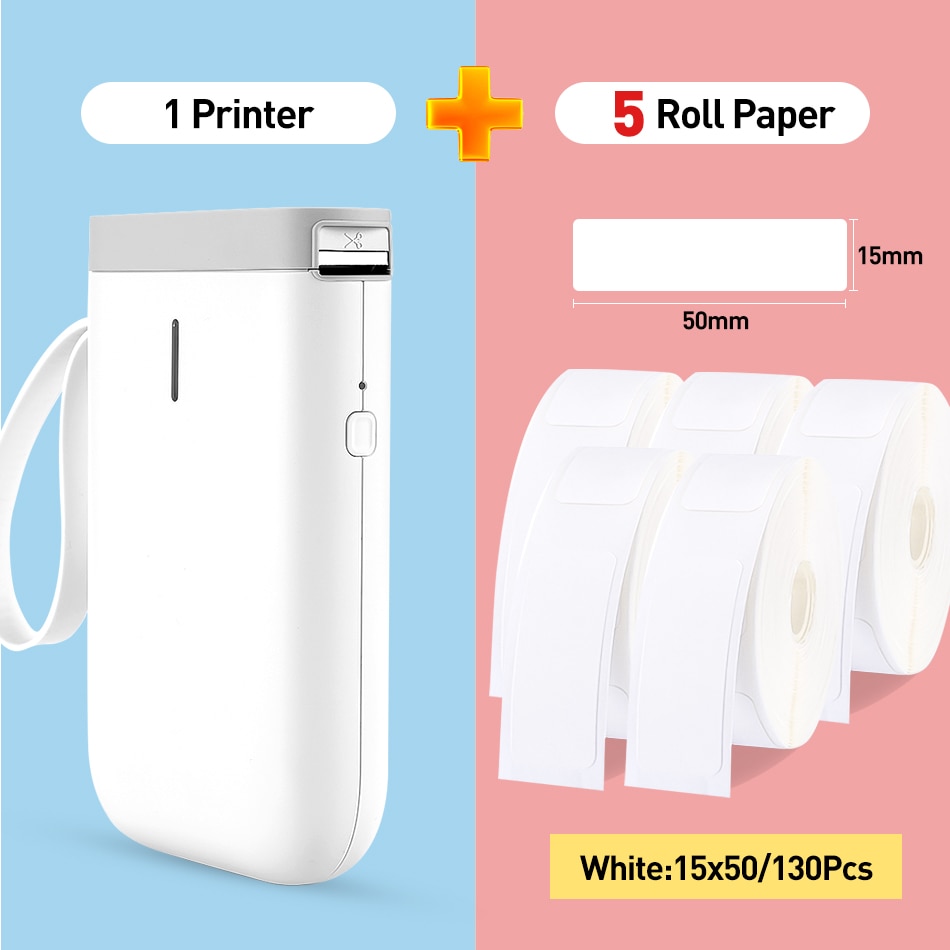 D11 Wireless label printer Portable Pocket Label Printer Portable BT Thermal Label Printer Home Use Office Fast Printing Printer: White 5WhiteLabel B