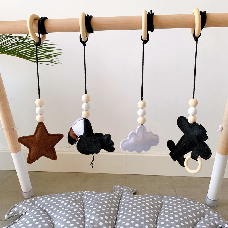 4 Stks/set Massief Houten Fitness Rack Hanger Kinderen Kamer Decoratie Baby Gym Speelgoed Opknoping Ornamenten