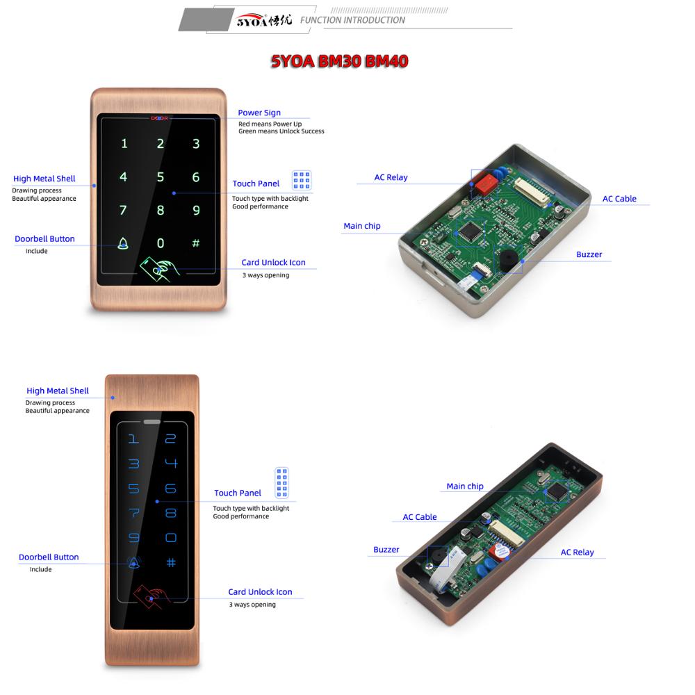 Metal Touch Access Control System RFID Keypad Electric Door Lock Magnetic Controller ID 125khz IC 13.56mhz