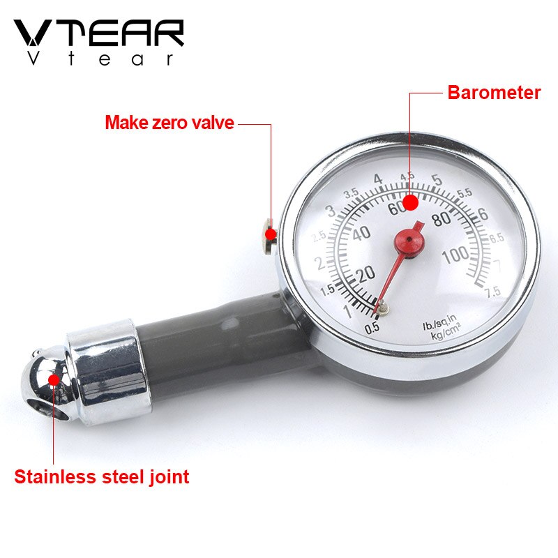 Vtear universal car tire air pressure gauge auto metal tester high precision manometer accessories trunk diagnostic car-styling