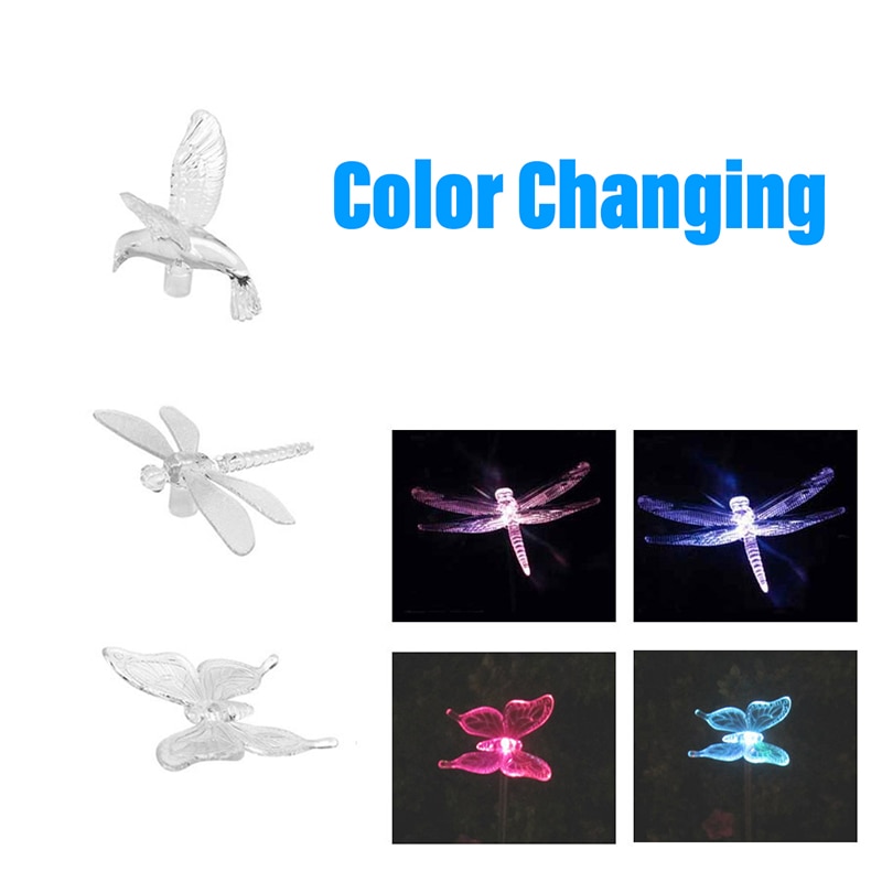 Rgb led-tuinverlichting voor buiten, waterdicht voor tuindecoratie, vlinder, vogel, libel, kunst, zonnelamp