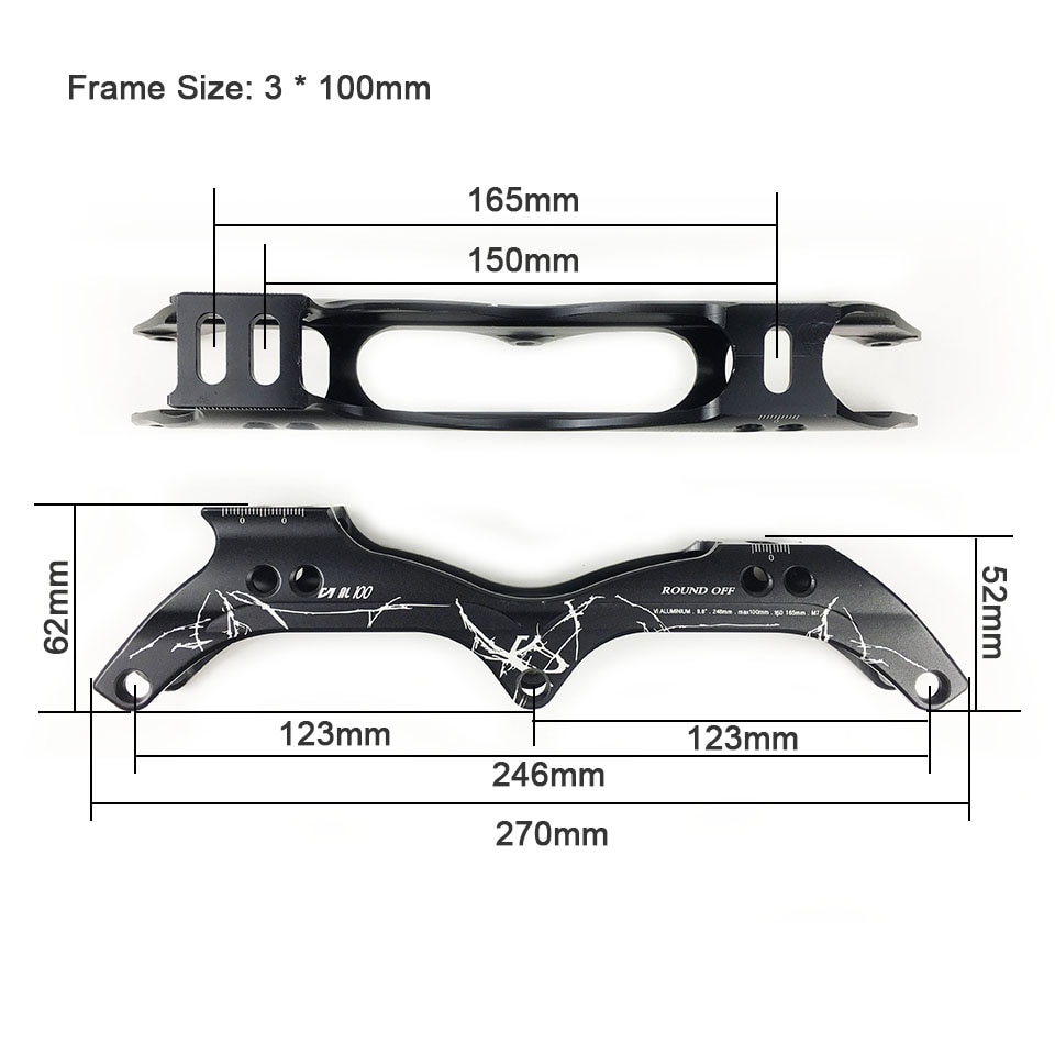 Inline Speed Skate Frame 3x125mm Chassises 3*90/100/110MM Aluminum Alloy 7075 for 3 Wheels Skating Shoes Similar as Powerslide