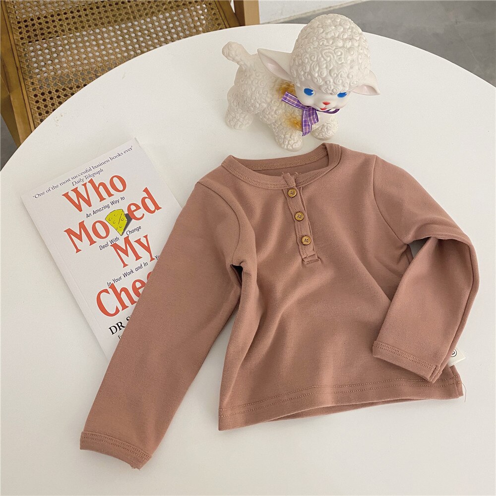 Baby Jongens Meisjes Lange Mouw T Shirts Solid Tops Lente Herfst Kinderen Sweatshirt Jongens Meisjes Katoenen T-shirt Kleding