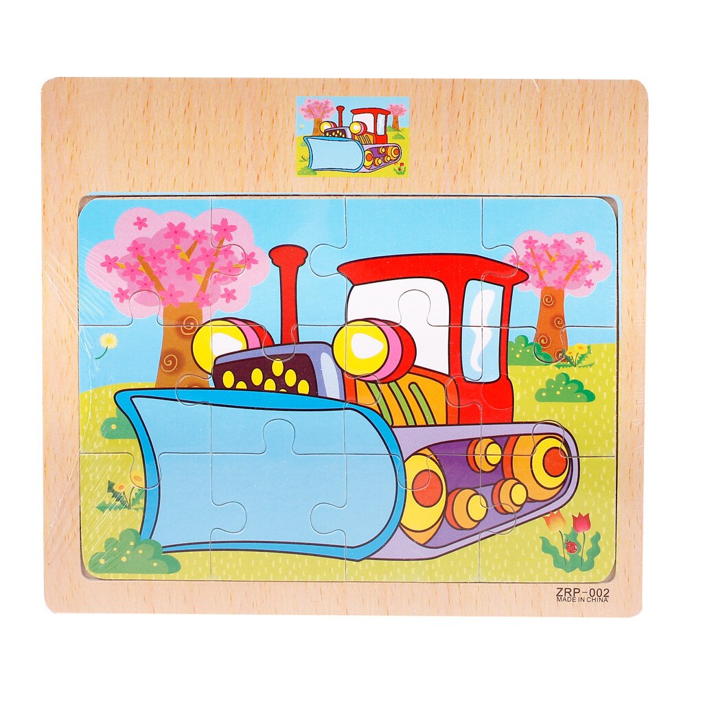 Adults Children Wooden Intelligence Puzzle Cartoon Traffic Puzzles Educational Developmental Baby Kids Training Toy: M