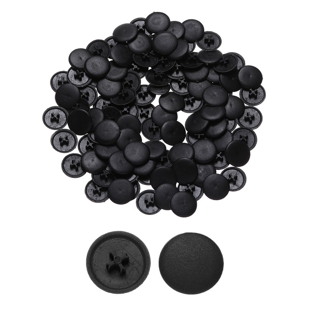 100Pcs 3 in 1 Screw Protective Cap Covers Self-Tapping 17mm Flat Phillips Screw Cap Nuts Plastic Covers Furniture Exterior Decor: black