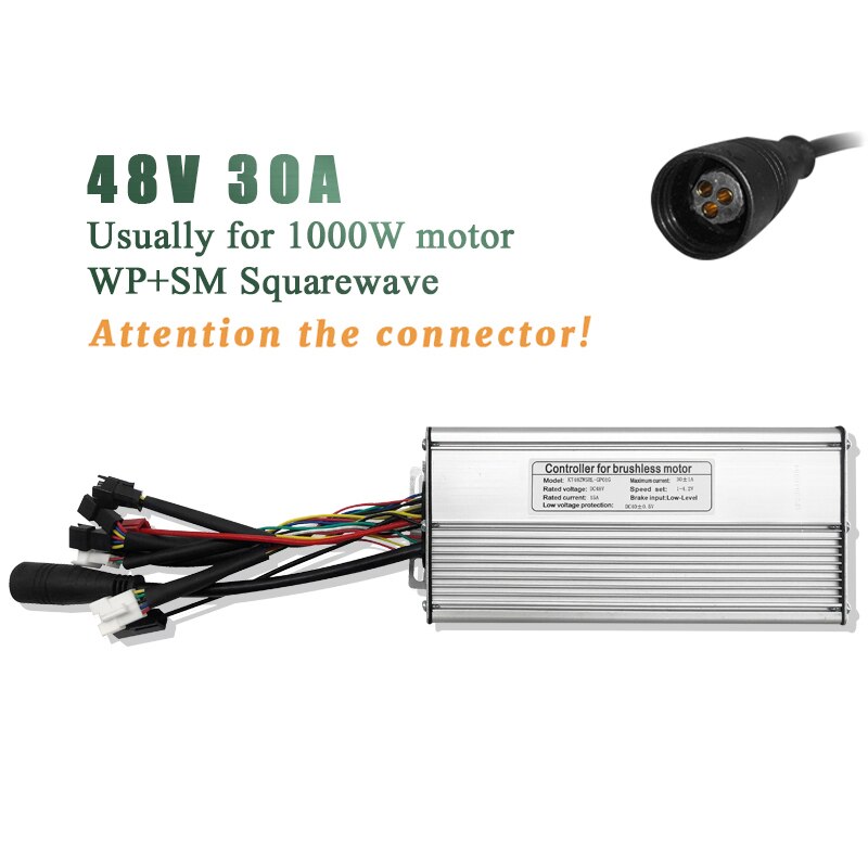 Kt ebike controller 36v 250w 350w 48v 500w 750w 1000w elcykel cykel borstlös lcd led e bike controller kt med ljus: 30a wp sm squarewave