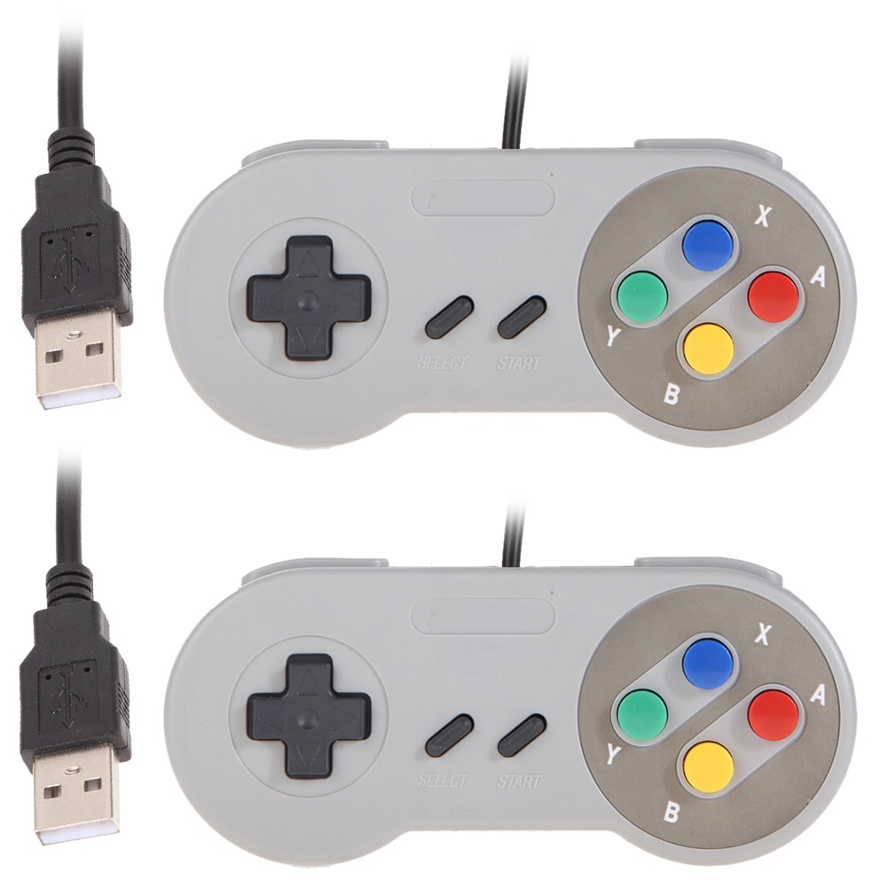 2x Super Nintendo SNES USB Gamepads Classic Famicom Controller for PC MAC Qperating Systems Games Accesorios Phone Suppliers