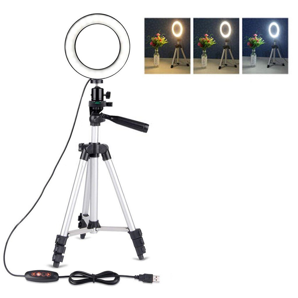 5.7Inch Led Smd Ring Licht Kit Met Stand Dimbare 5500K Voor Camera Make Telefoon Flash Lens Schoonheid Vullen licht Lamp Voor Foto